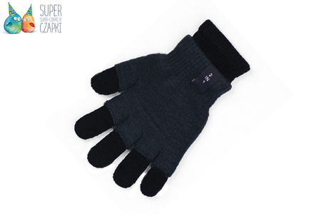 Rękawiczki pięciopalczaste 2w1 dwuwarstwowe czarne 16cm