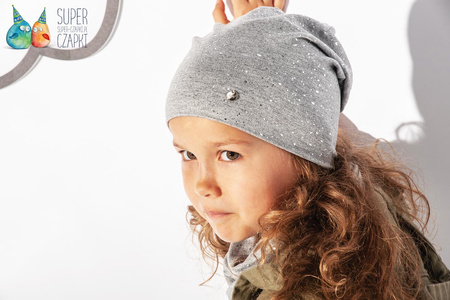 BROEL Tecla czapka dla dziewczynki wiskoza szary-turkus