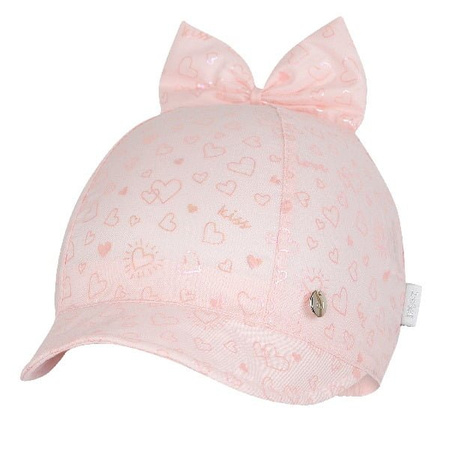 
                    BROEL HARMONIA czapka na lato dla dziewczynki z kokardą różowa
                