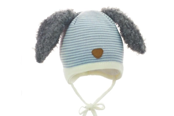Pupill LUCIO czapka dla chłopca futerkowe uszka niebieska